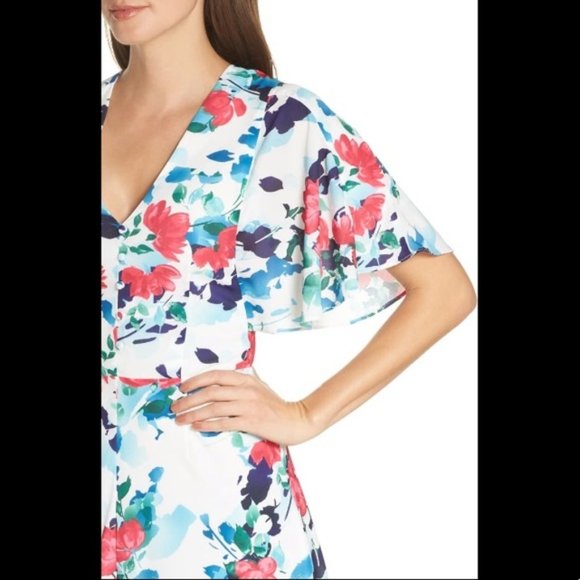 Adelyn Rae White Floral Maxi Dress Flutter Sleeves - Picture 2 of 13